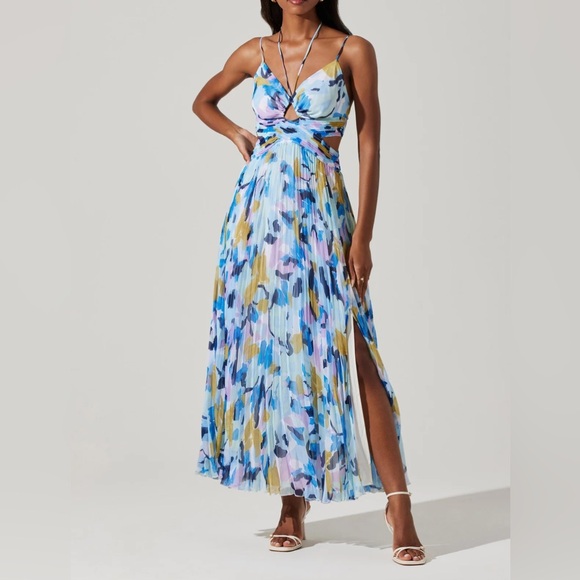 ASTR THE LABEL AQUATE DRESS AQUA BLUE MULTI - Picture 3 of 6